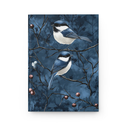 Hardcover Journal Matte Blue Chickadee Notebook